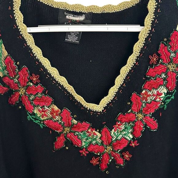 Vintage Designers Original Studio Joy Womens 2XL Christmas Sweater Poinsettia - Picture 4 of 8